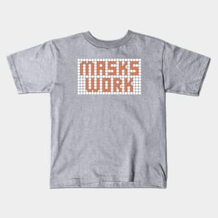 Science: Masks work (orange tile letters) Kids T-Shirt